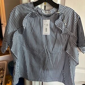 Harshman Striped Navy and White Women's Top